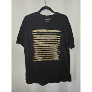 Switch VGC Remarkable T Shirt Black Gold Razor Cut Ripped Zipper Womens Size 2X